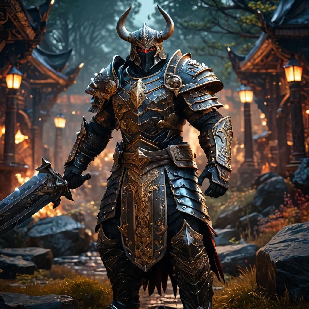 Berserker God of Weapons in Obsidian Armor