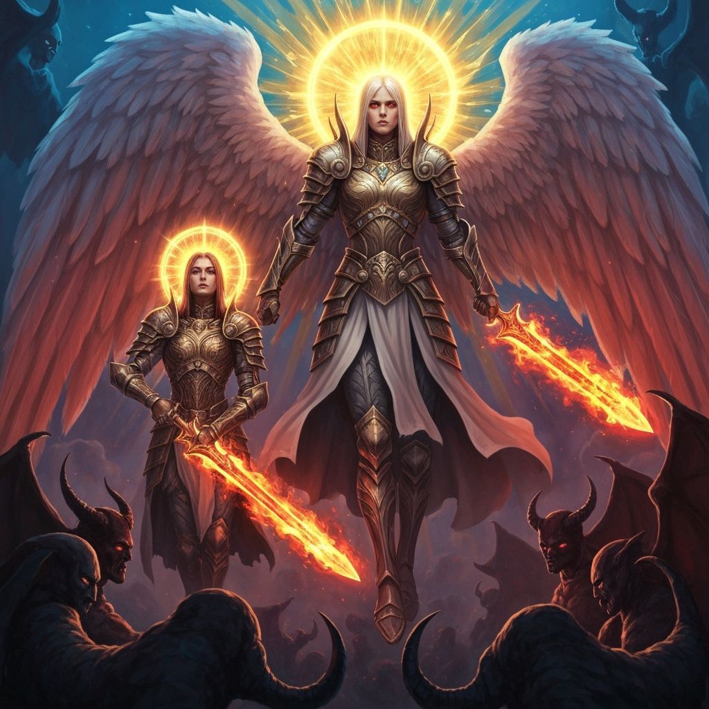 Archangels Defeat Demons in Sacred Digital Art