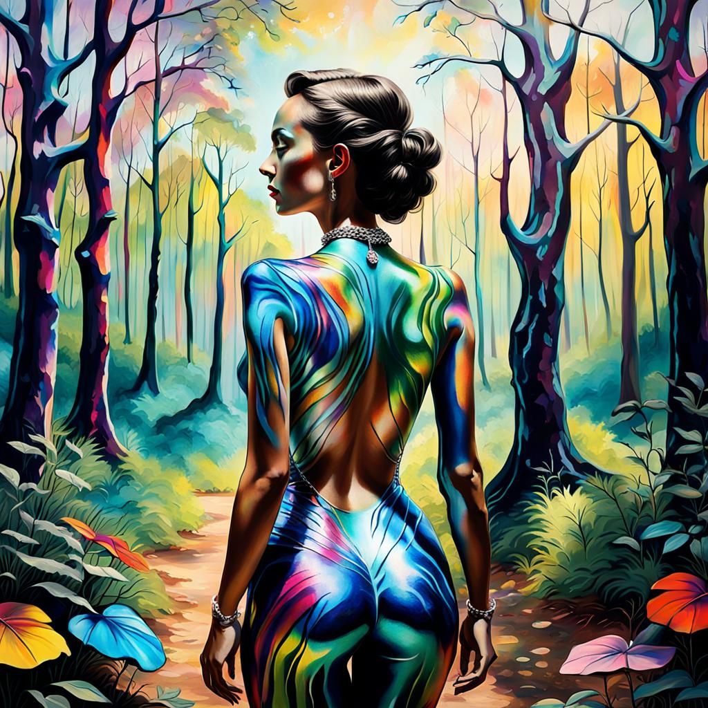 Woman with Vibrant Pop Art Body Painting