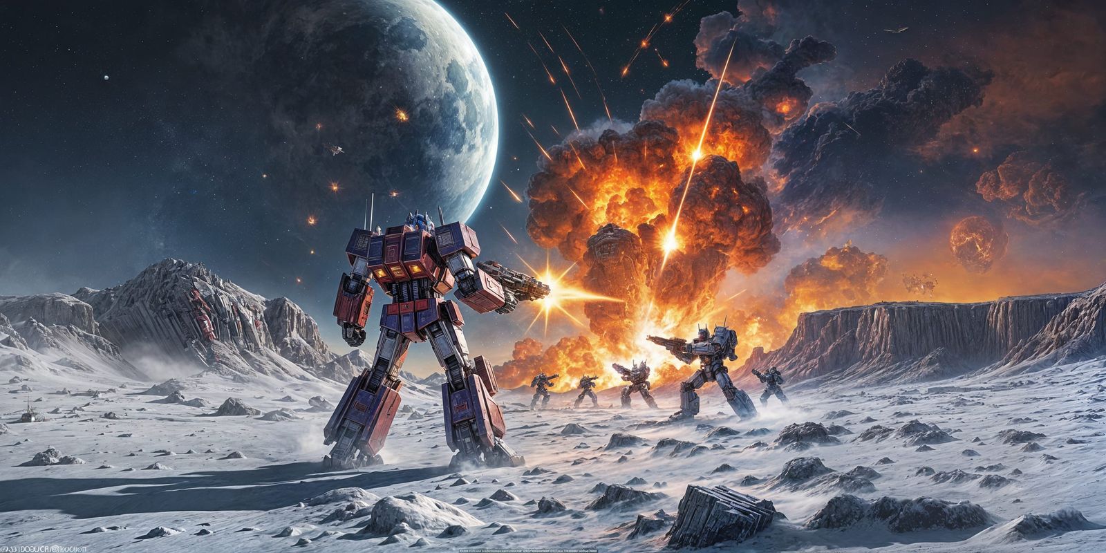 Optimus Prime vs Megatron: Epic Battle on the Moon
