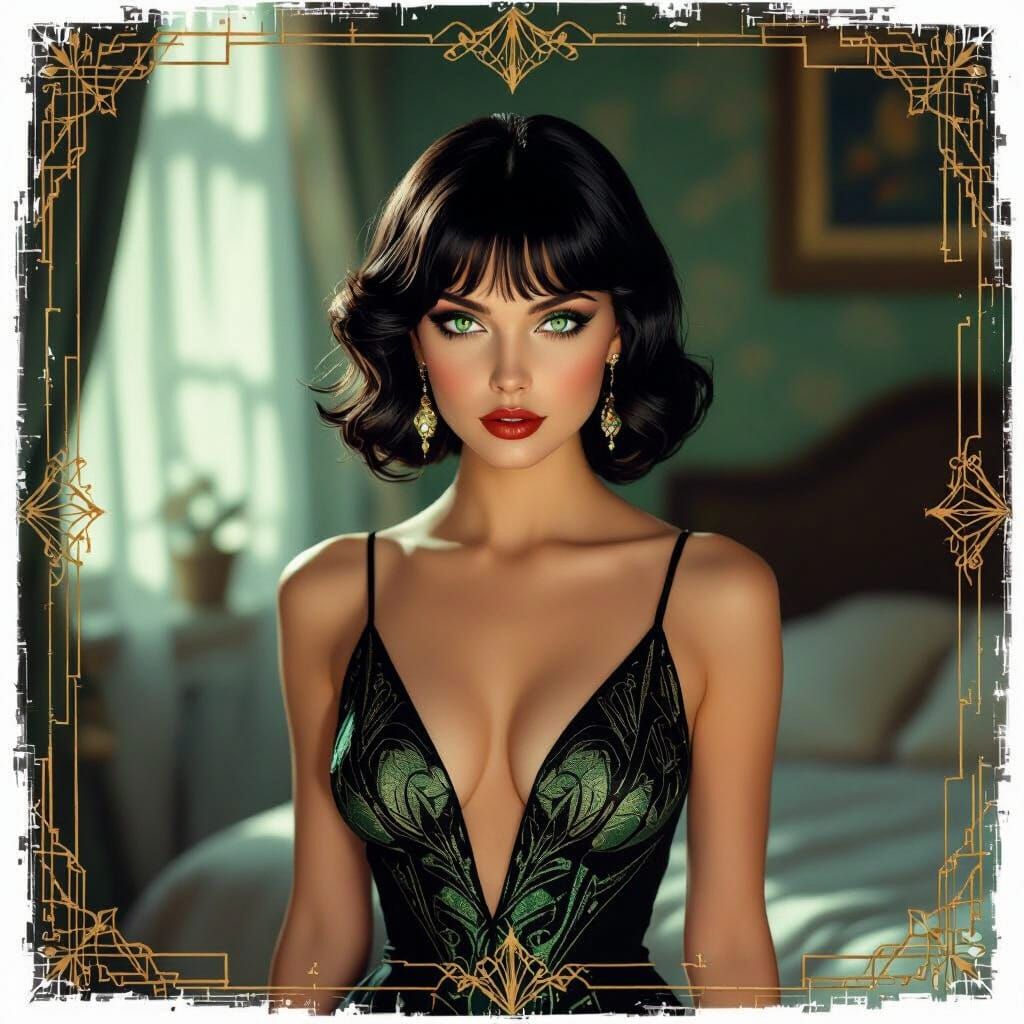 Art Deco Portrait of a Mesmerizing Russian Woman