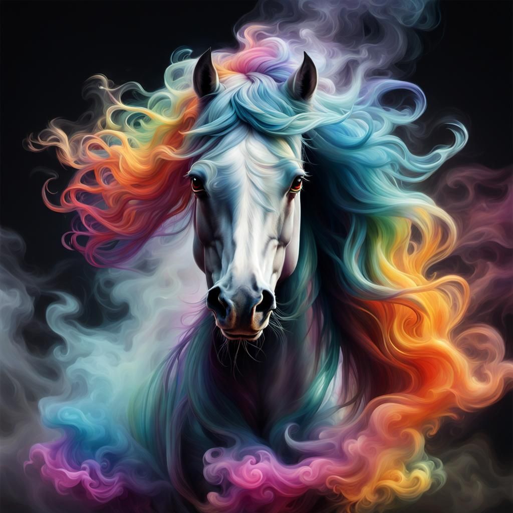 Majestic Smoke Horse in Heavenly Style