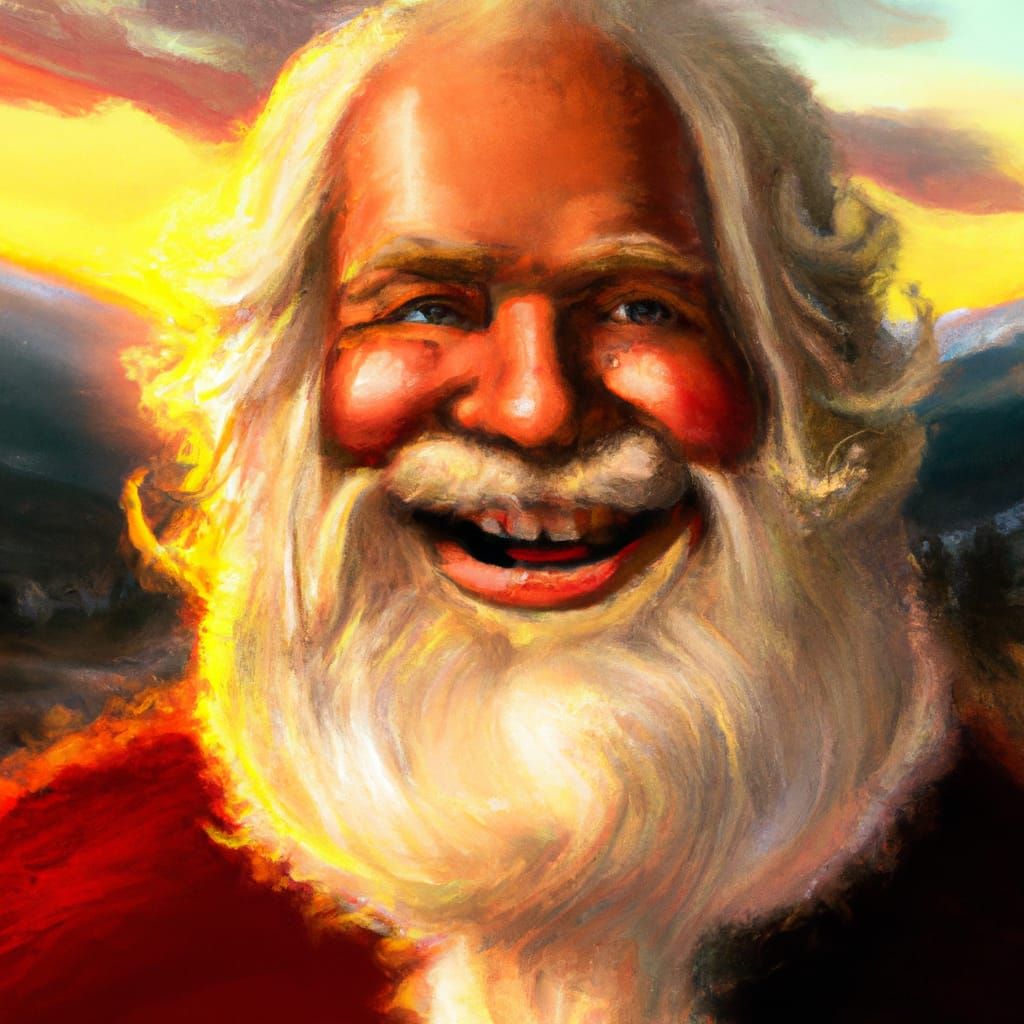 Cheerful Santa Claus in Vibrant Golden Hour