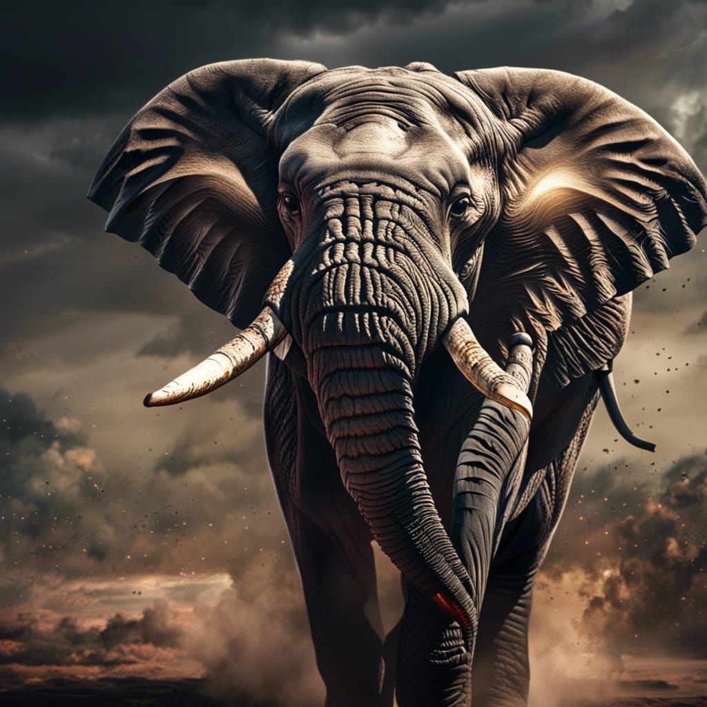 Angry African Elephant Ready to Charge