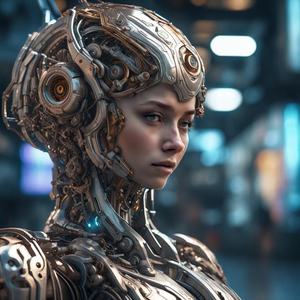 Grunge Angel with Cyberpunk Wings in 8K