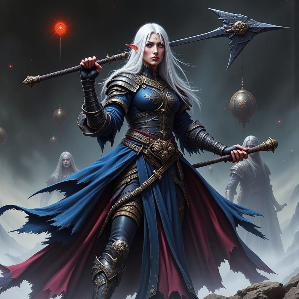 Dark Angelic Dwarven Warrior in Eerie Style