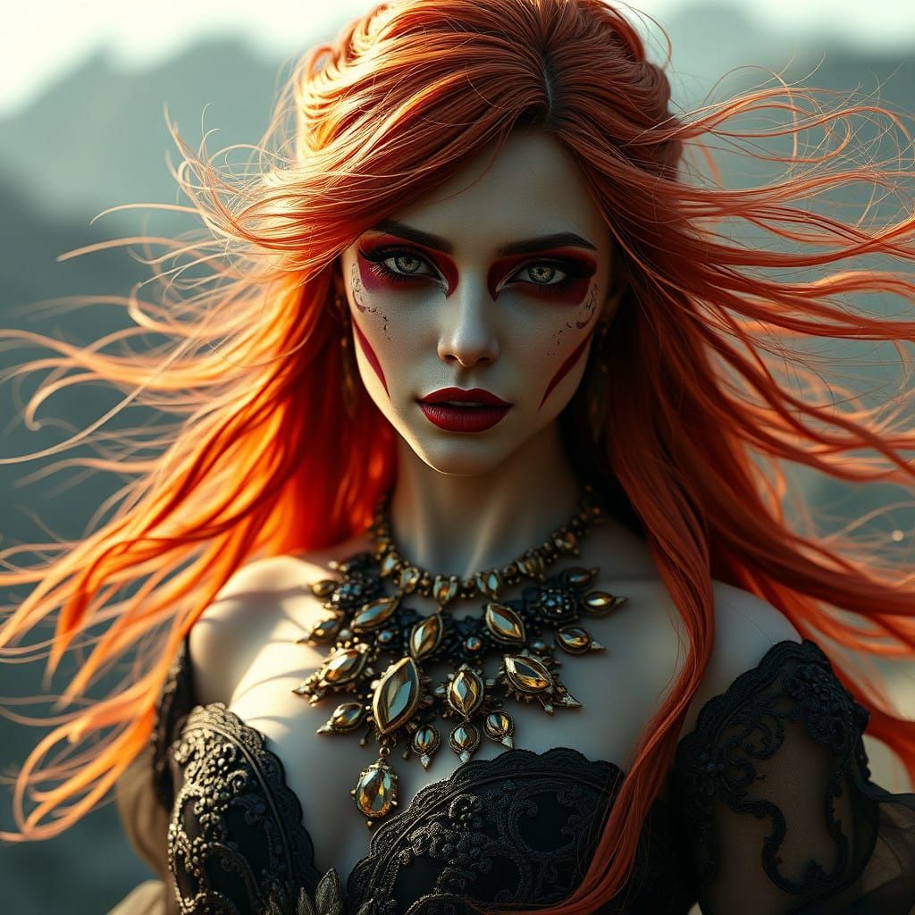 Sensual Gothic Goddess in 3D Rendered Fantasy Dress