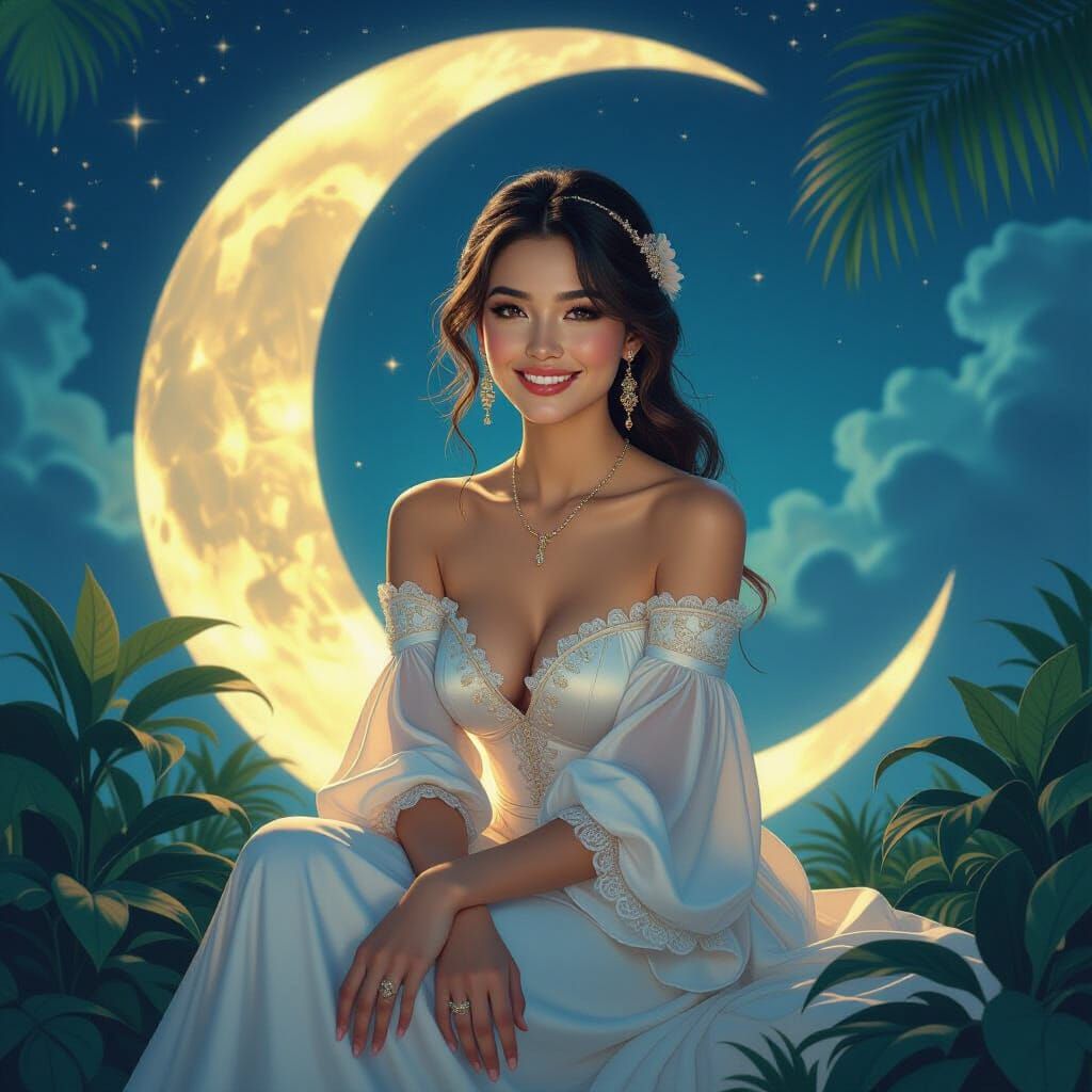 Woman in Moon: Oil Painting Inspired by Gurney