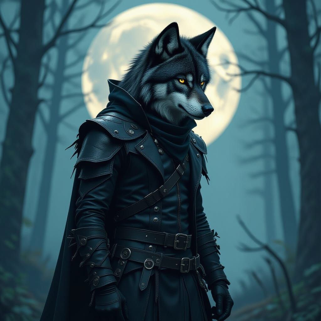 Humanoid Figure Transforms Into Black Wolf