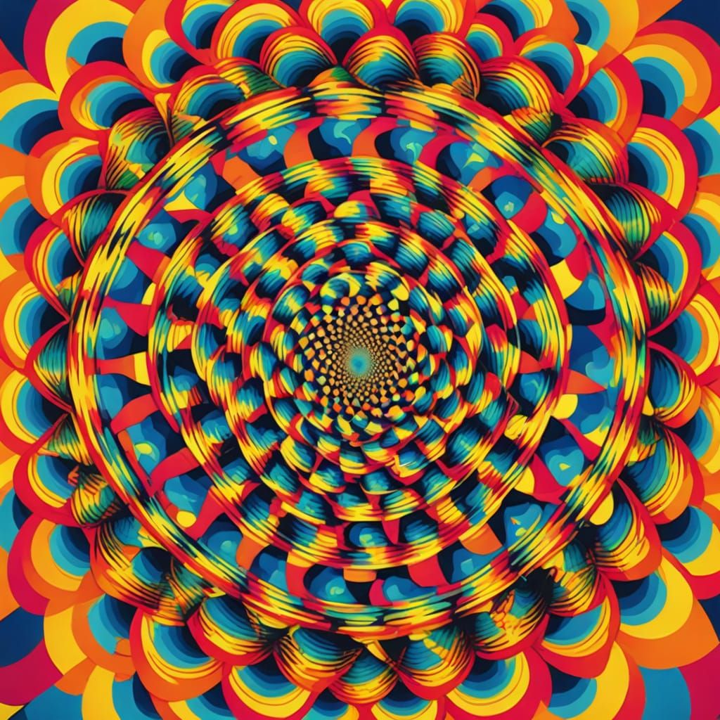Vibrant Trippy Optical Illusions in Acid Colors