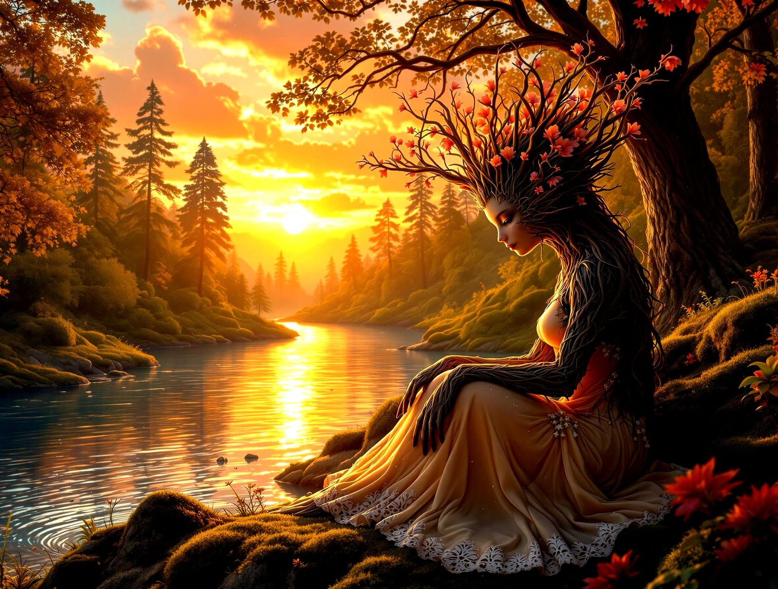 Magical Sunset Forest Sprite