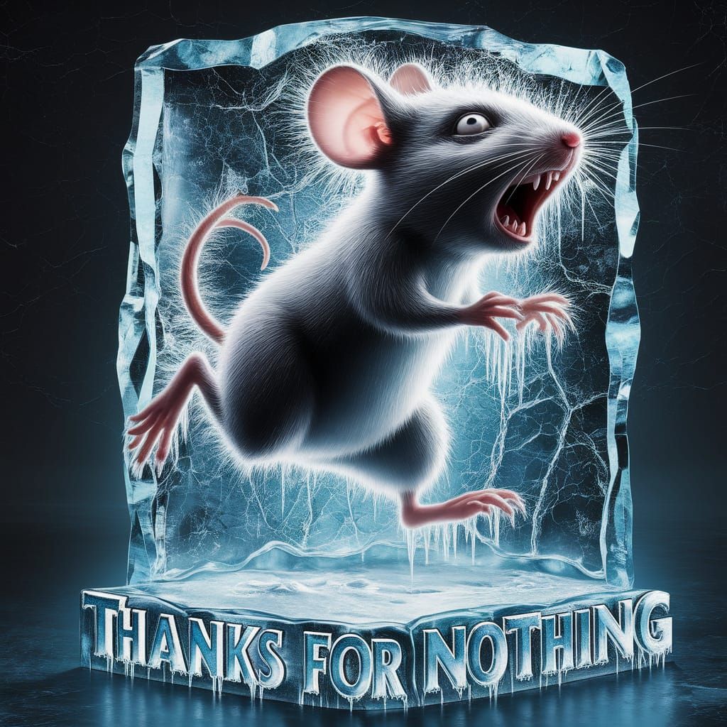 A tiny mouse, frozen mid-sprint in a 3/4 profile pose, is en...