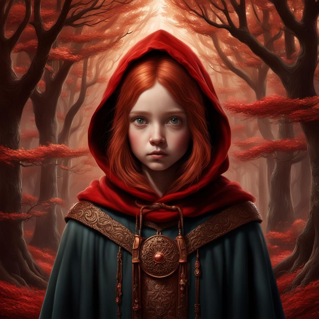 Little Red Ridinghood Copper Hair, Digital Matte Painting