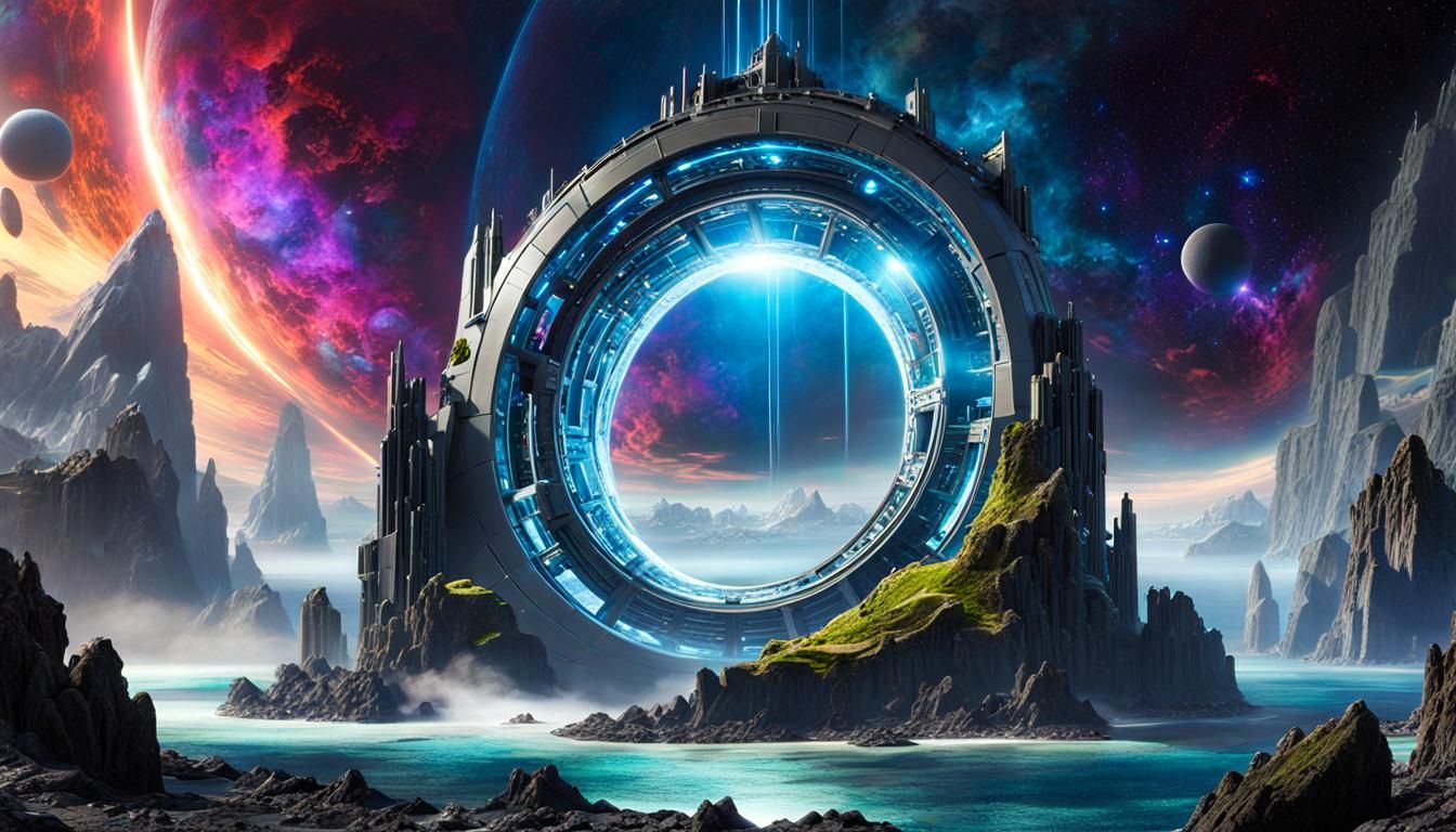 Halo Ringworld: Alien Ocean Fortress in Space