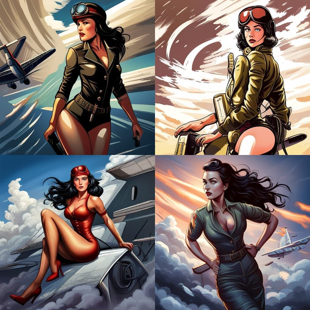 WWII Pilot Pinup in Pop Art Style