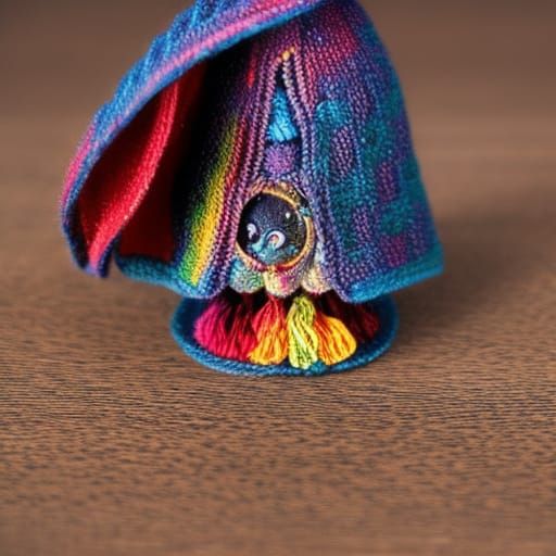 Cute Yarn Boy Hitchhiker with Flower, Digital Art