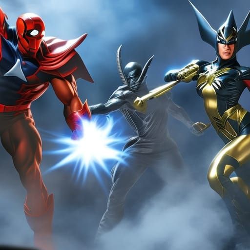 Superhero Team vs Aliens: Comic Book Cover Art