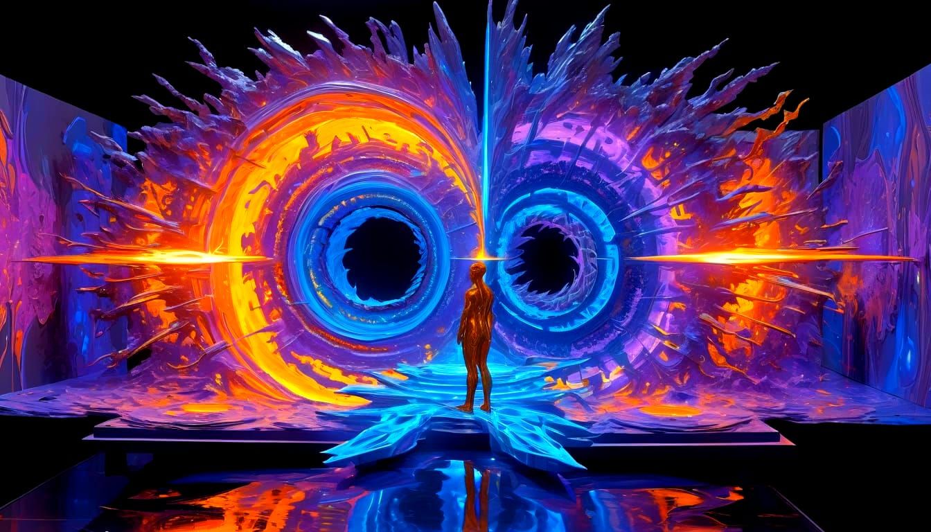 Quantum Sculptures Shimmering in Ominous Action Painting