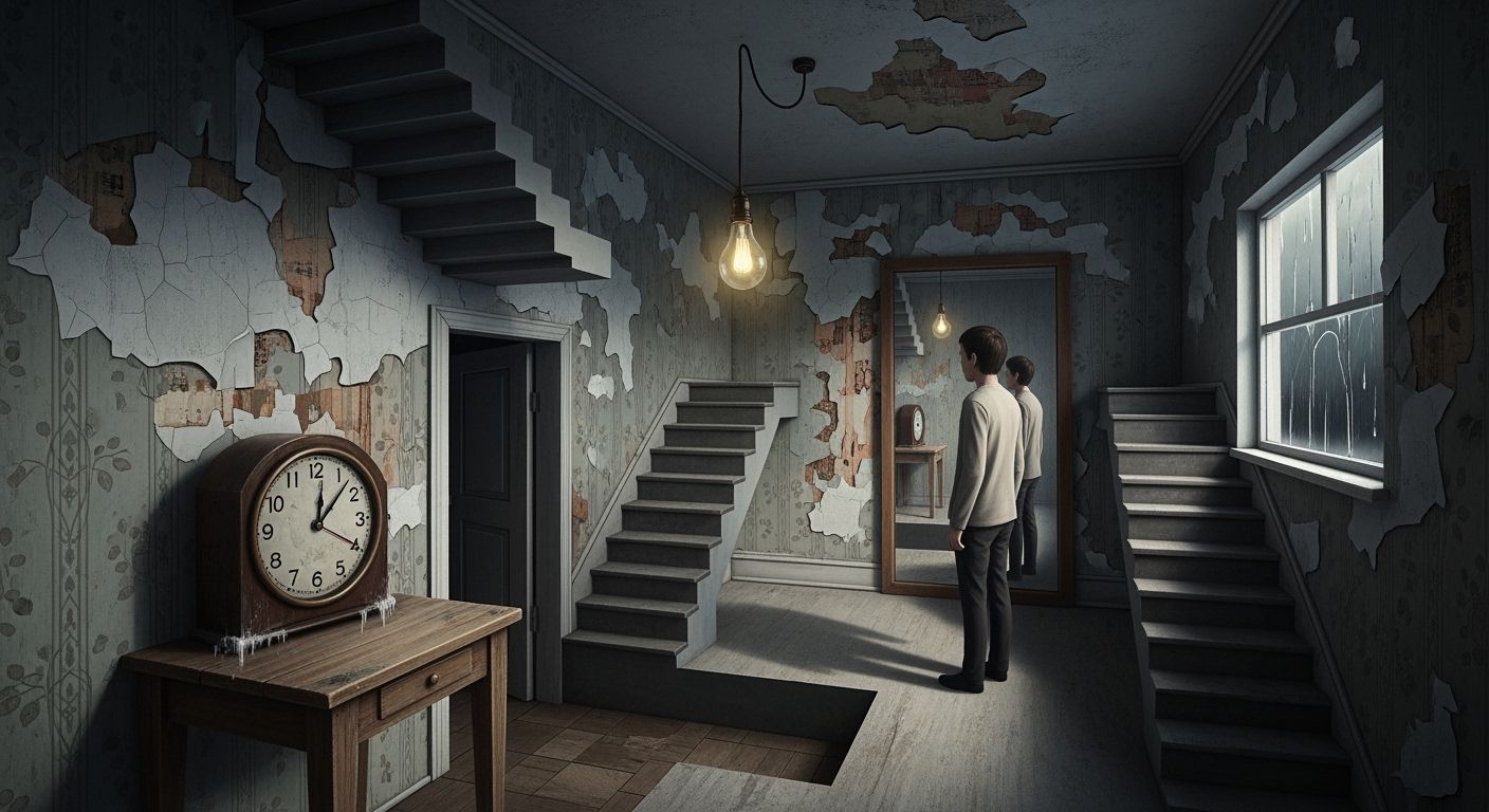 Surreal Room in Escher Style with Impossible Geometry