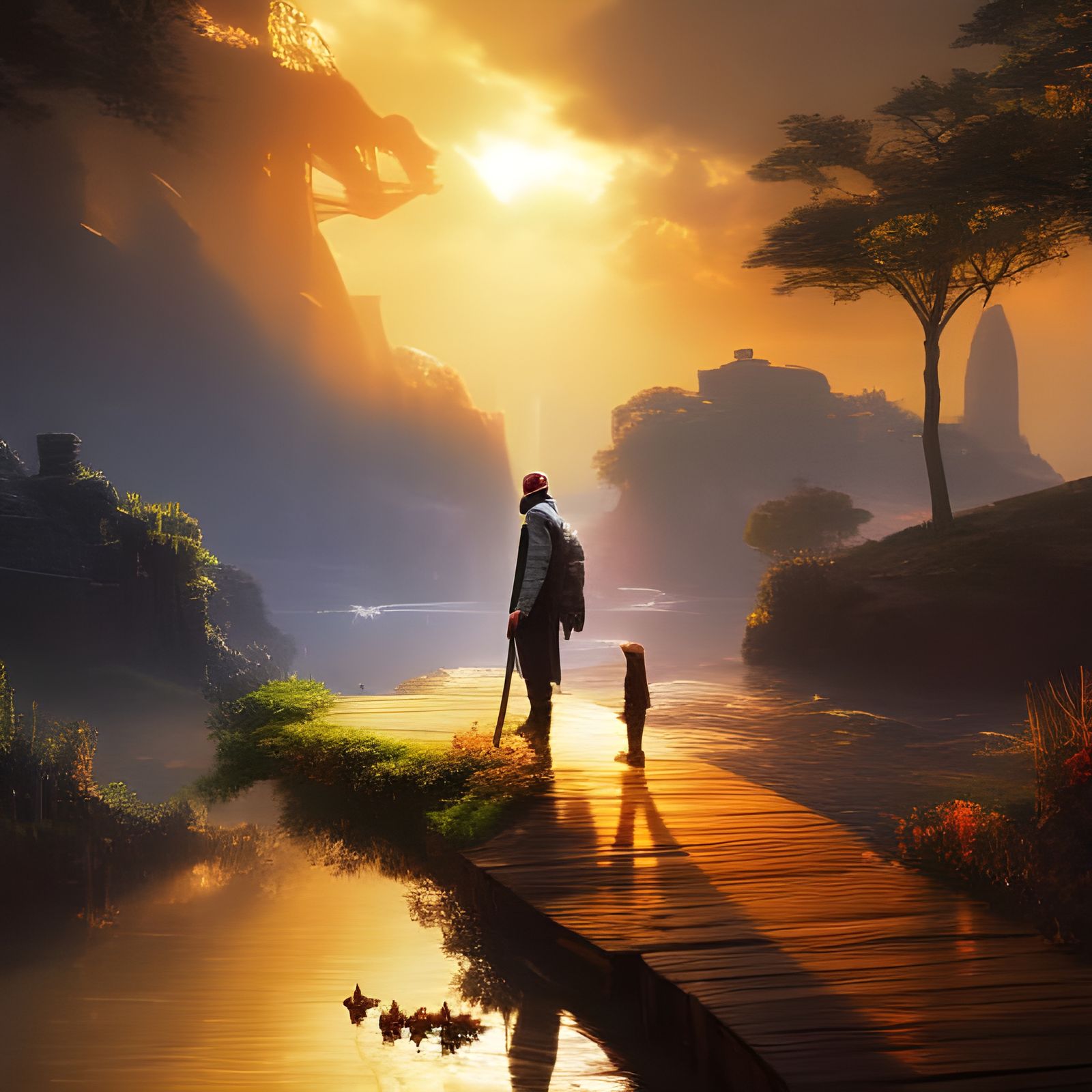 Radiant Happiness: Concept Art in Orange and Teal