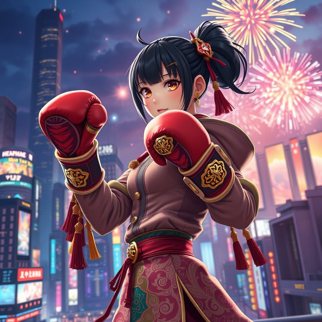 Anime Boxer Celebrates Vibrant New Year in City of Dreams
