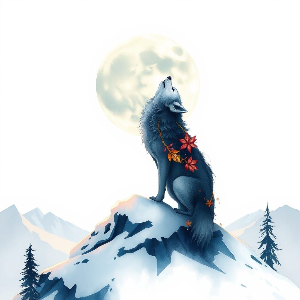 Surreal Moonlit Wolf Dances in Whimsical Fusion of Artistic ...