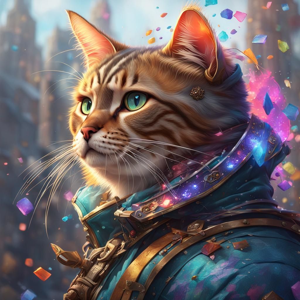 Hyperdetailed Cat Portrait in Volumetric Lighting