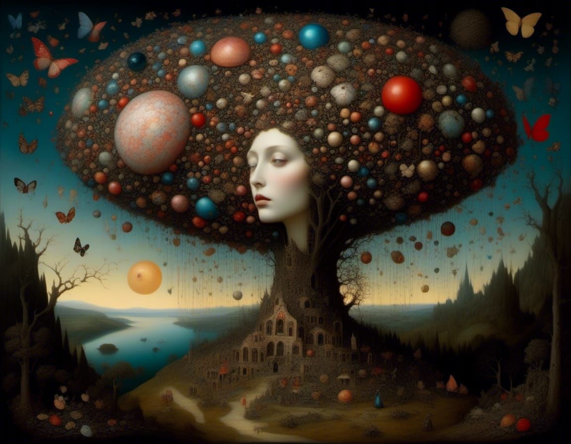 Surreal Mindscape with Dark Fairy