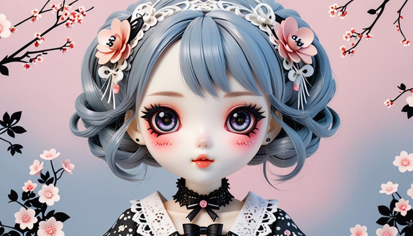 Kawaii Gothic Dolls with Varied Expressions in 4K