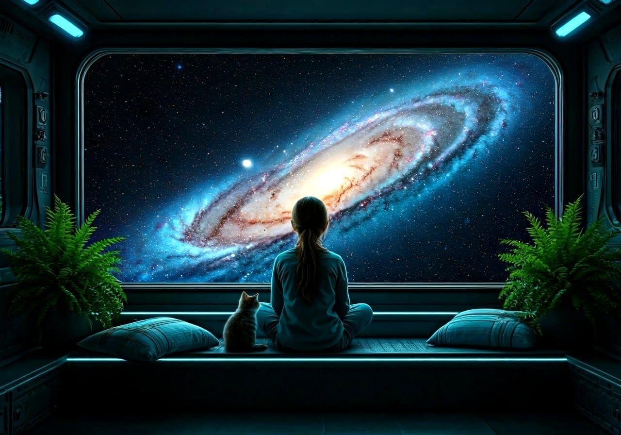 Surreal Space Odyssey Captured in Futuristic Cosmic Scene