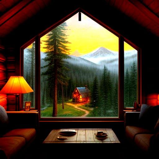 Cozy Winter Scene in Whimsical Watercolor