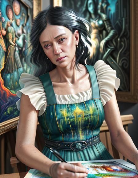 Detailed Expressionist Painting in Hyperrealism Style