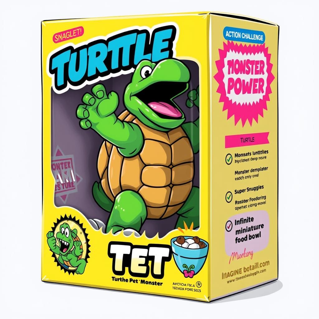 Vintage-Style Action Figure Box Featuring Turtle the Pet Mon...