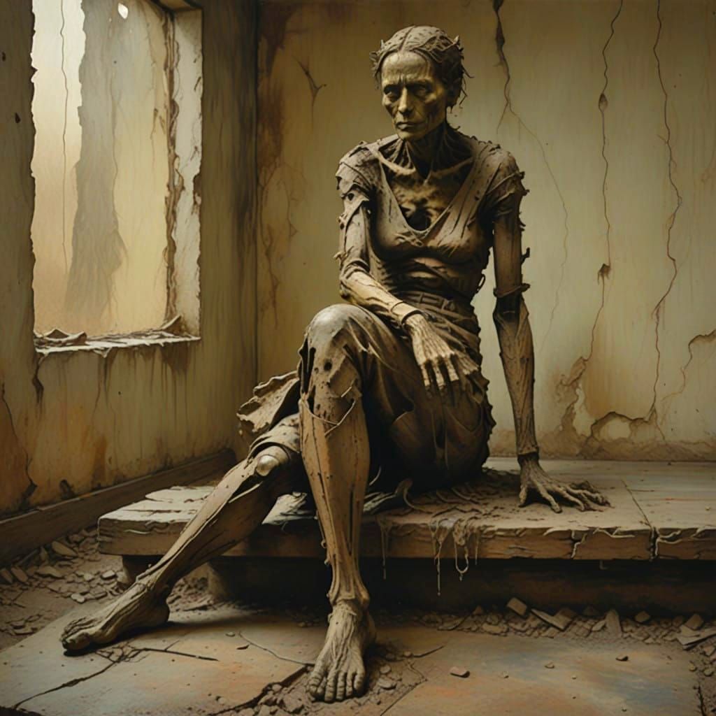 Surreal Female Statue Transforms into a Flesh and Blood Woma...