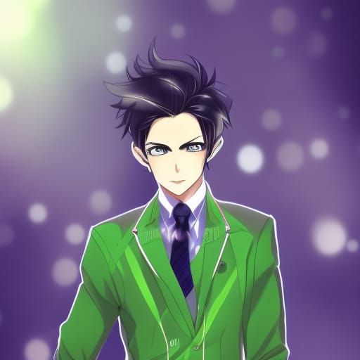 Man in Green Suit in Anime Style