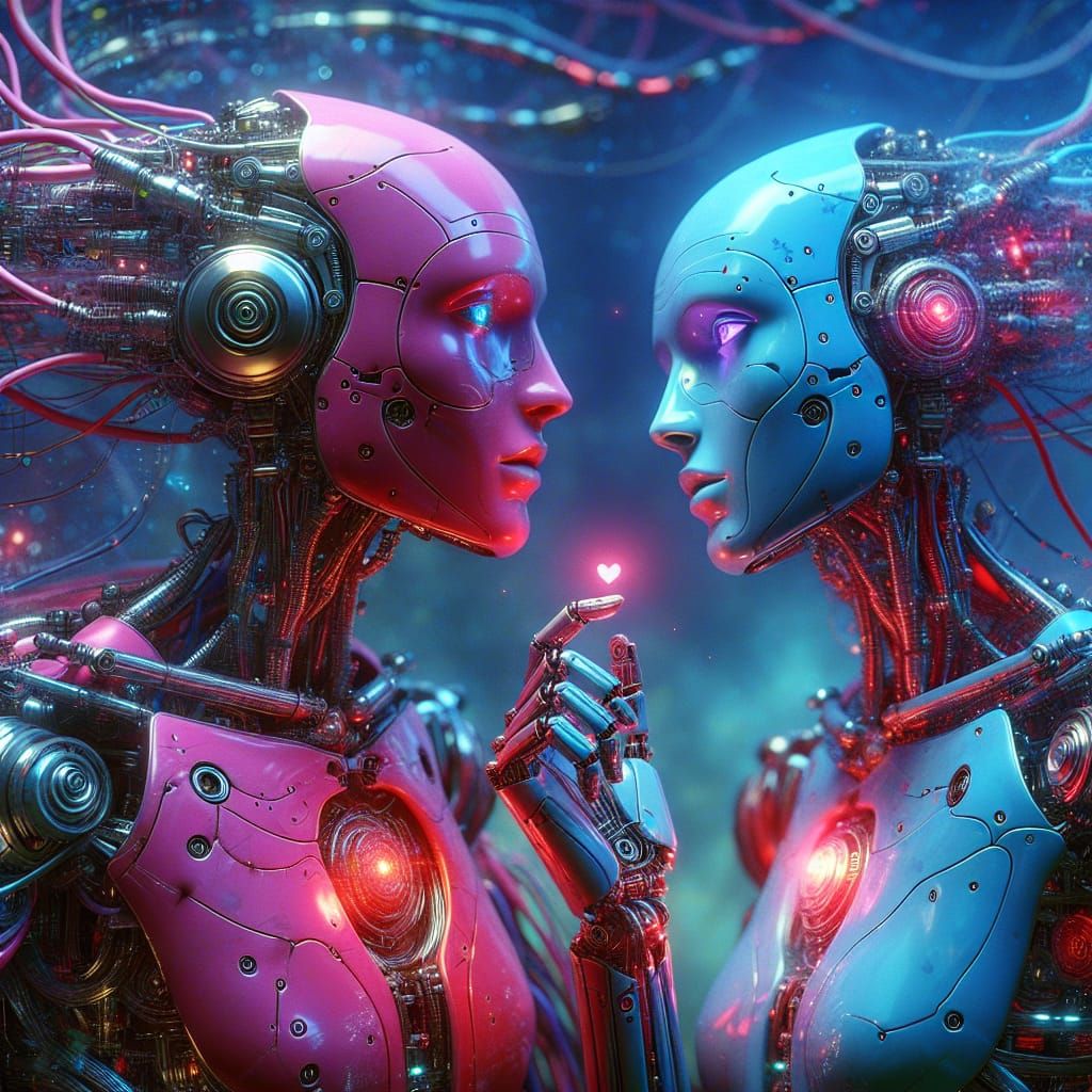 Robotic Love: Pink and Blue Robots Find Connection