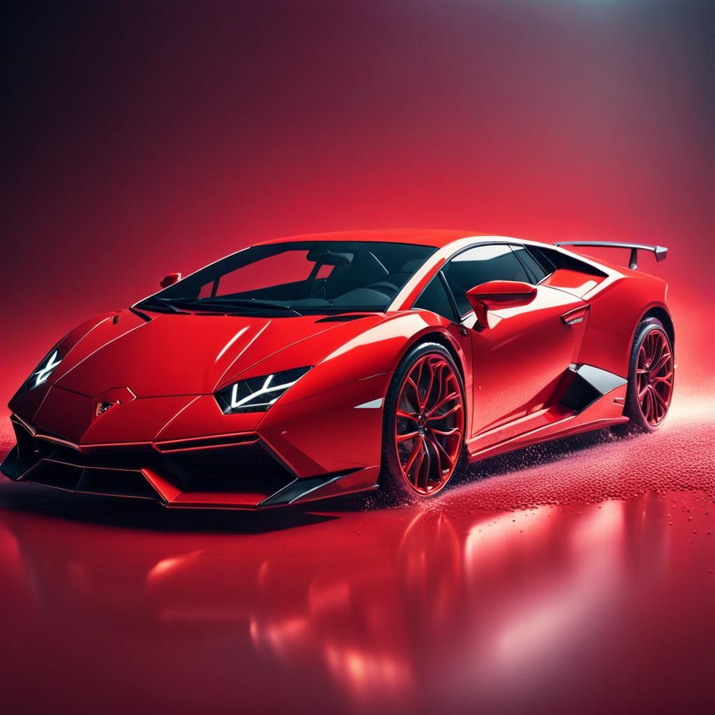 Hyperrealistic Red Lamborghini Concept Art in 4K