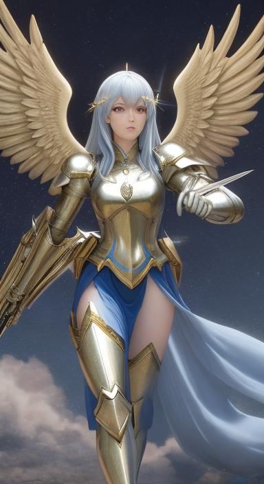 Anime Archangel of Light in Shiny Armor