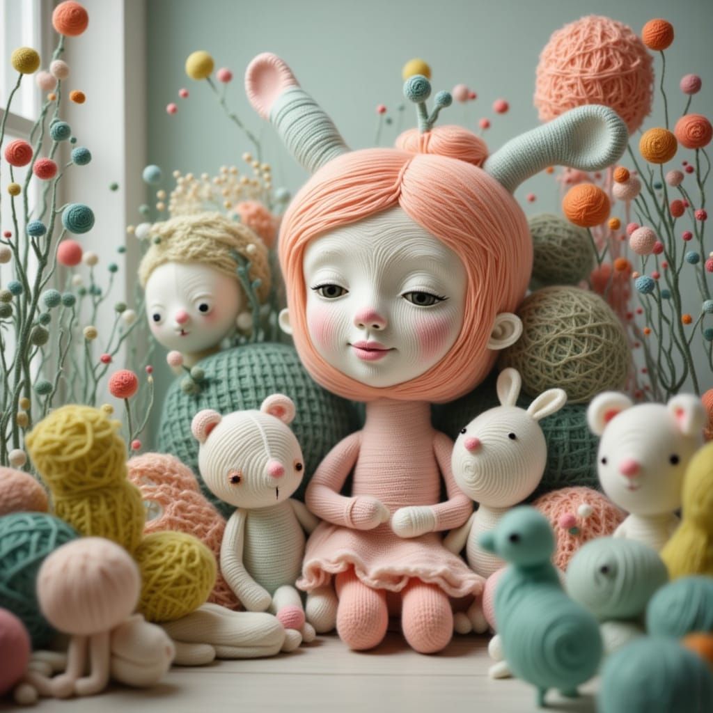 Stuffies made out of yarn come to life