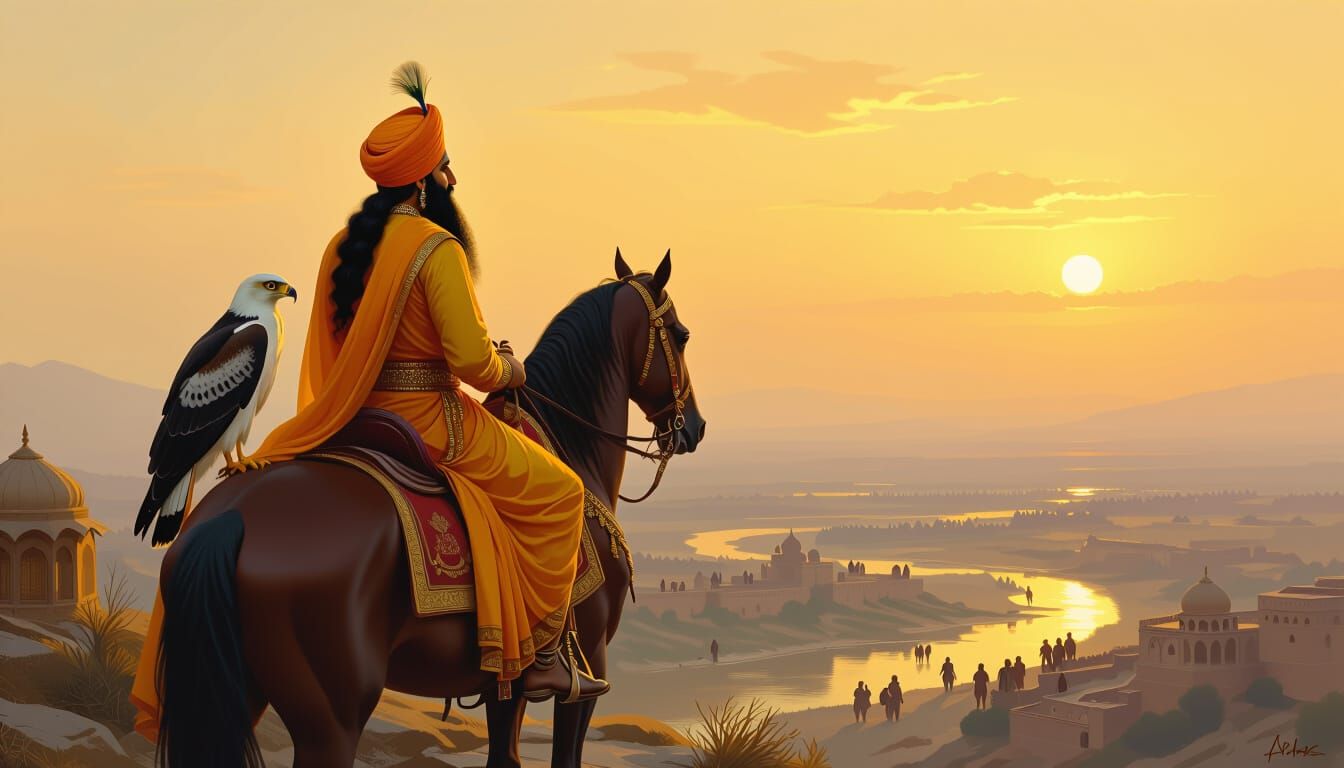 Guru Gobind Singh Ji: Majestic Oil Painting