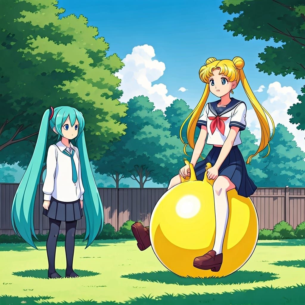 Hatsune Miku and Usagi in Ghibli Style