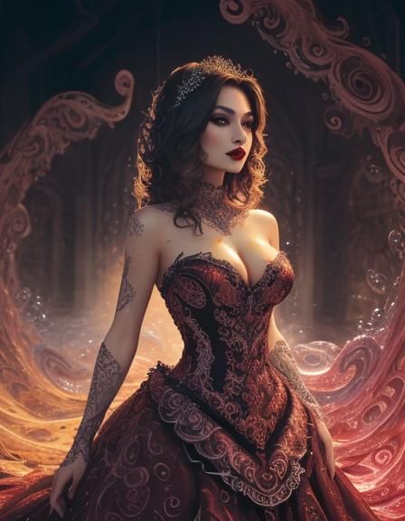 Southern Belle in Liquid Paint Prom Dress