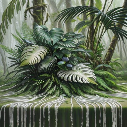 Breathtaking Dark Rainforest in Vivid Oil on Canvas