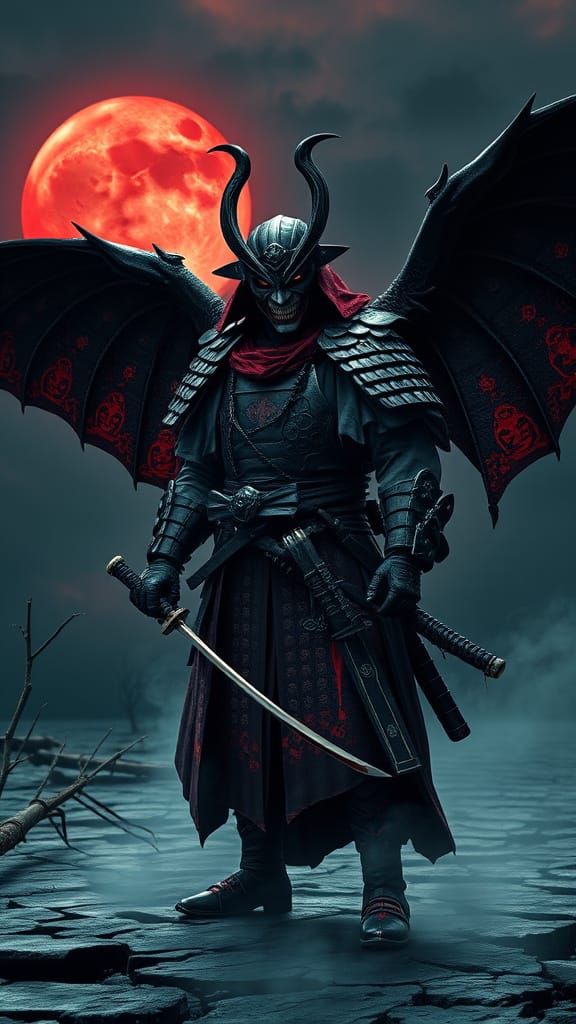 Joker as Samurai Warrior Priest with Bat Wings