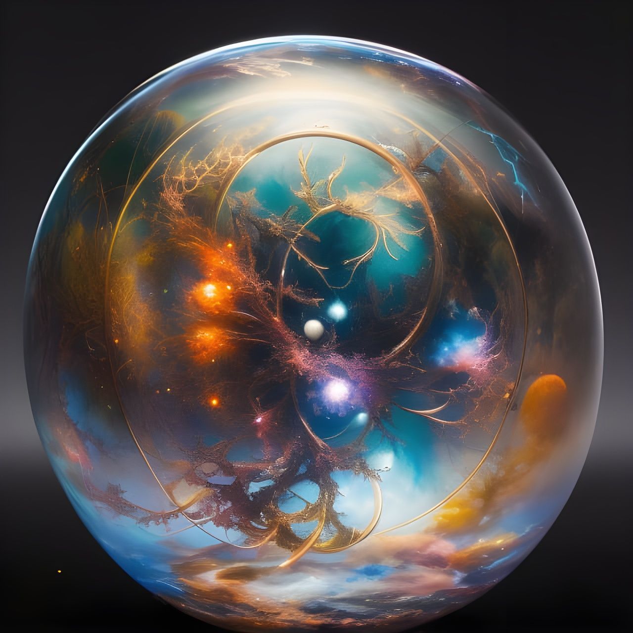 Cosmic Snow Globe in Hypermaximalist Style