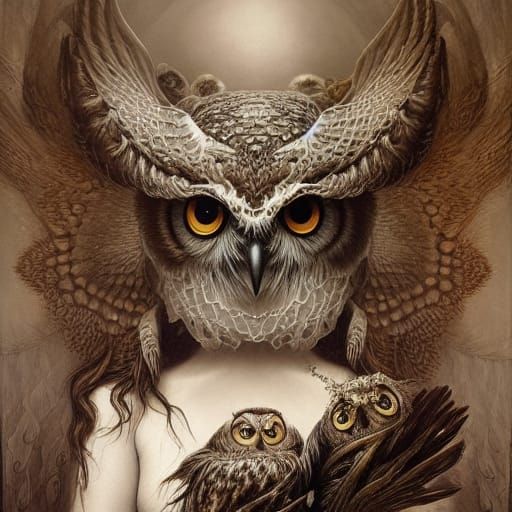 Hyper-Realistic Owl in Detailed Fantasy Art