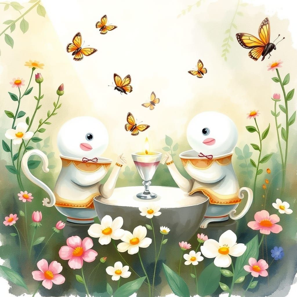 Whimsical Teacup Tea Party in Enchanted Garden