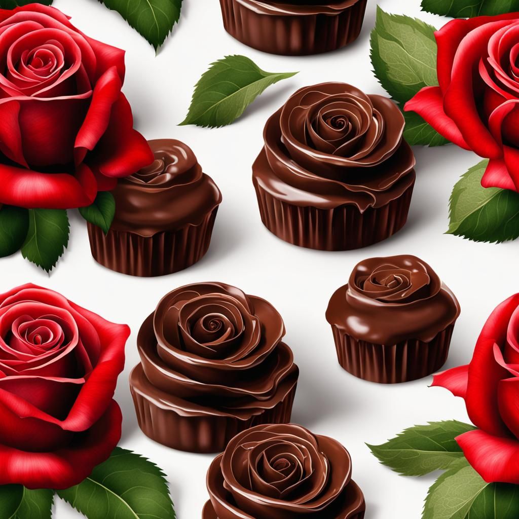 Photorealistic Chocolate and Roses Still Life