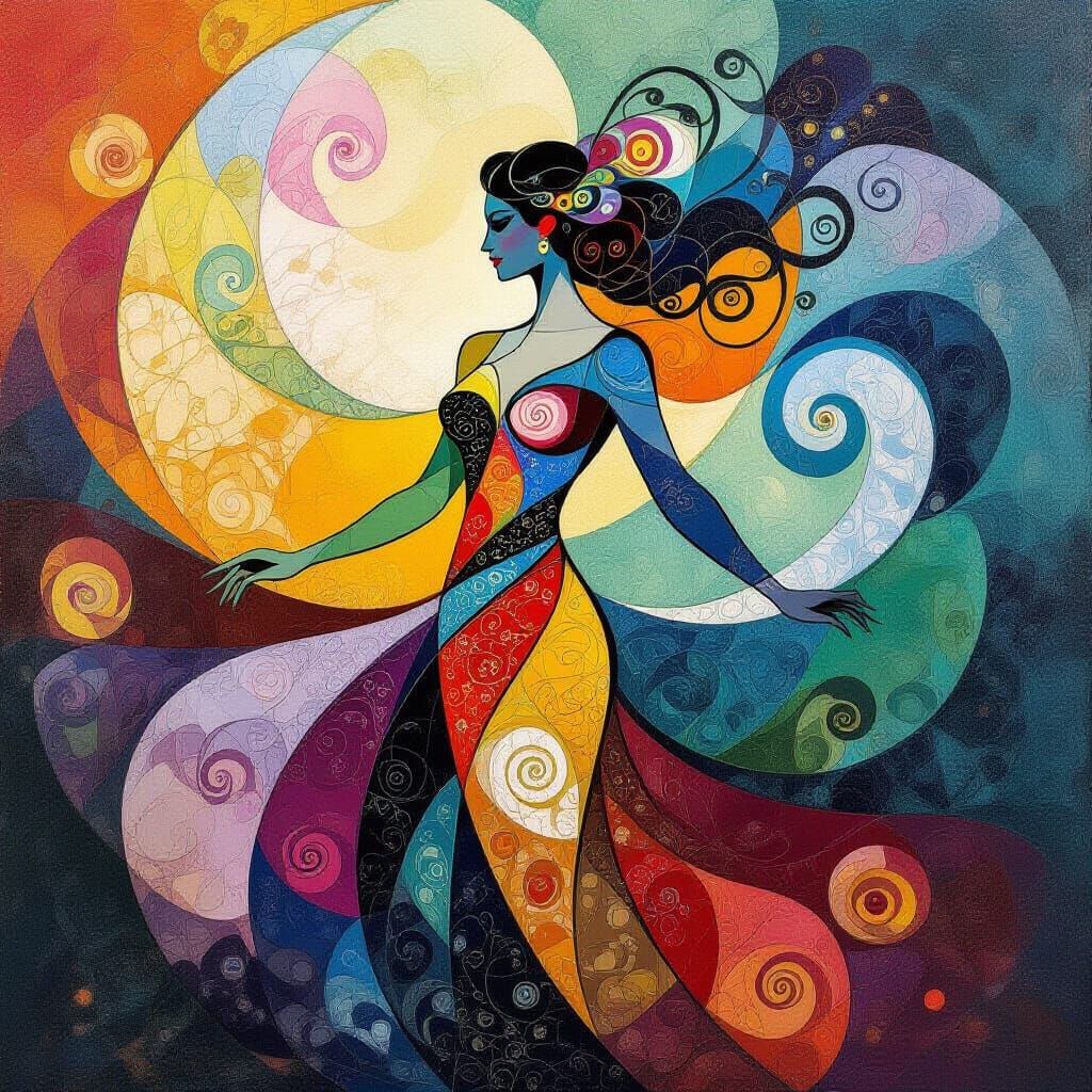 Abstract Art Personified in Swirling Colors and Fractal Deta...