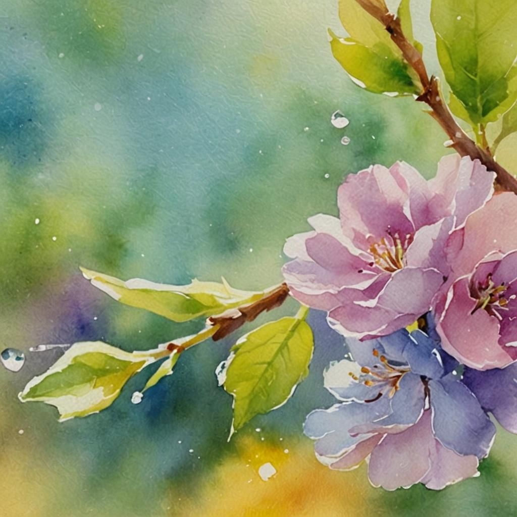 Watercolor Bouquet Blossoms in Golden Light